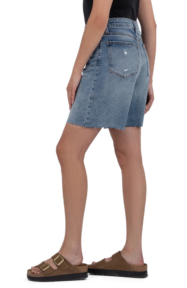 KUT from the Kloth Hailey Raw Hem Denim Bermuda Shorts, Alternate, color, Focus