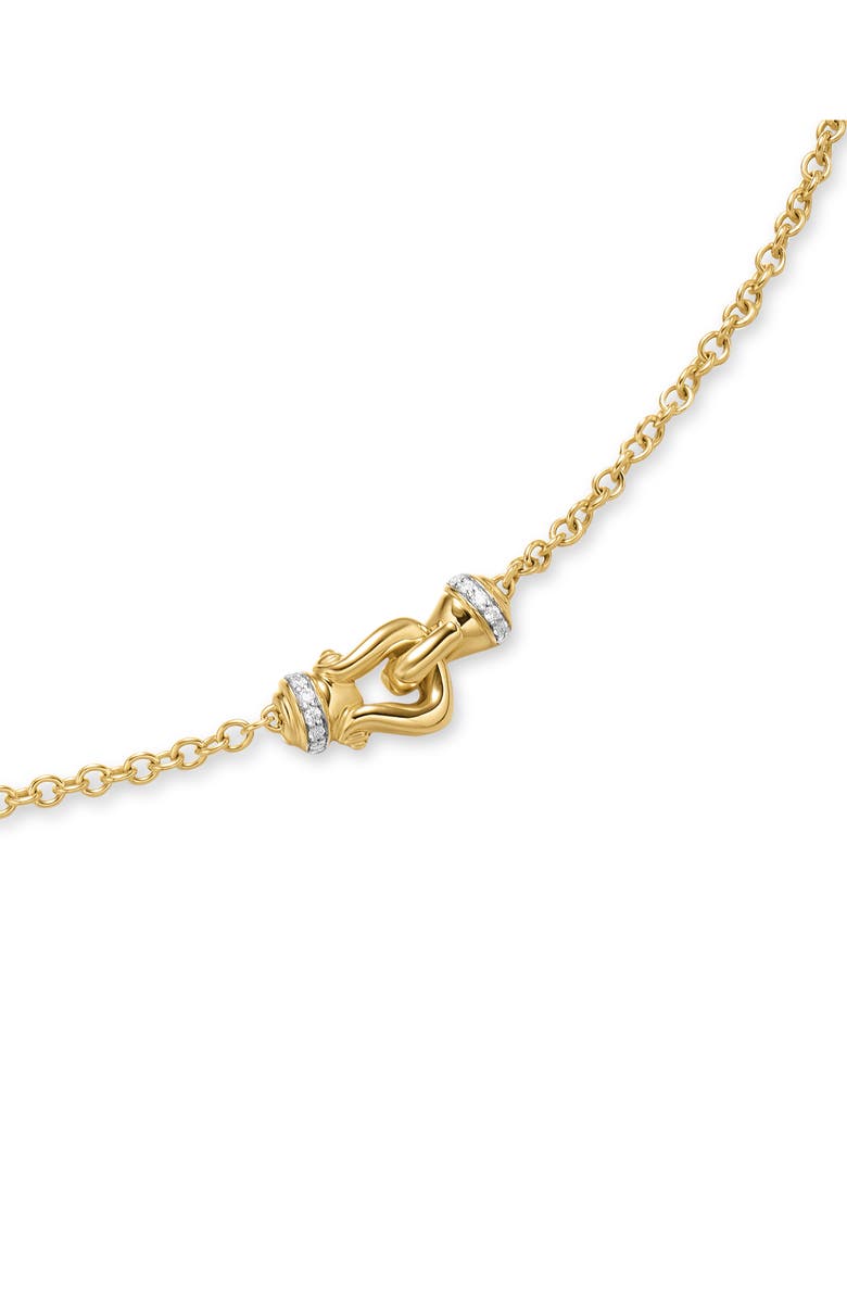 David Yurman Petite Buckle Necklace in 18K Yellow Gold with Diamonds, 16.2mm, Alternate, color, Diamond/ Gold