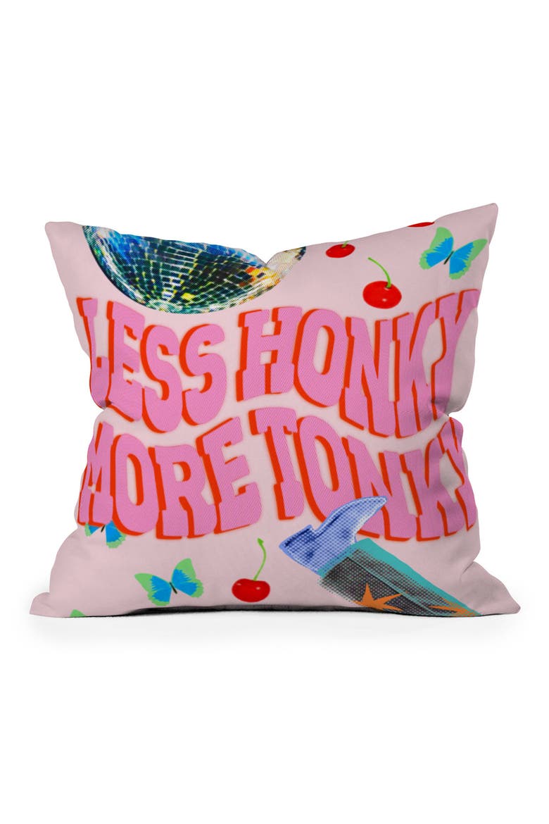 Less Honky More Tonky Throw Pillow, Main, color, PINK