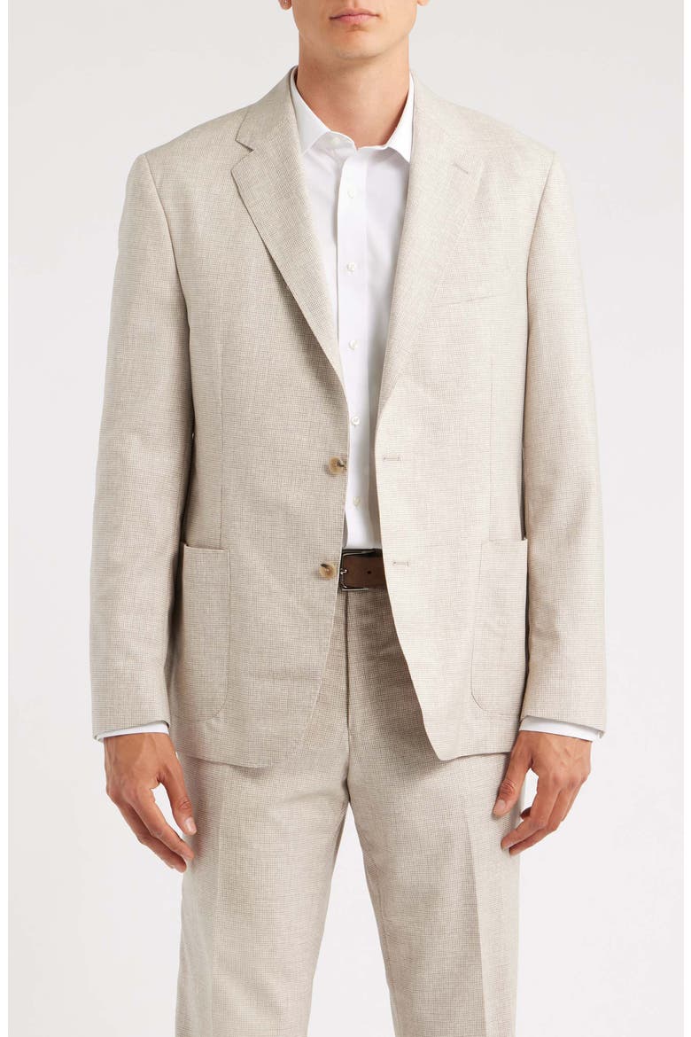 Icon Relaxed Fit Tan Microcheck Wool Suit, Alternate, color, CREAM/ GREY