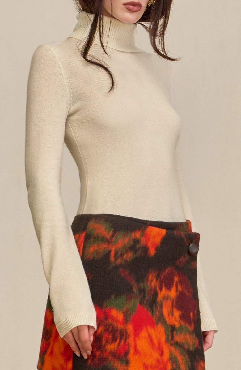 Cult Gaia Alice Turtleneck Wool & Cashmere Sweater, Alternate, color, Light Oatmeal