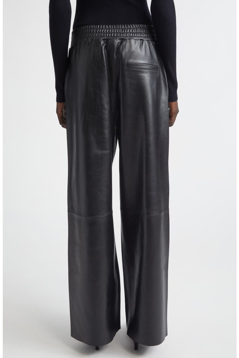 Maja Wide Leg Leather Pants, Alternate, color, BLACK