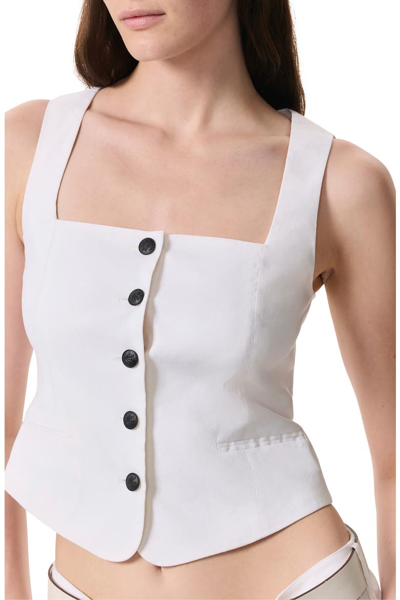 Mariana Square Neck Linen Blend Vest, Alternate, color, WHITE