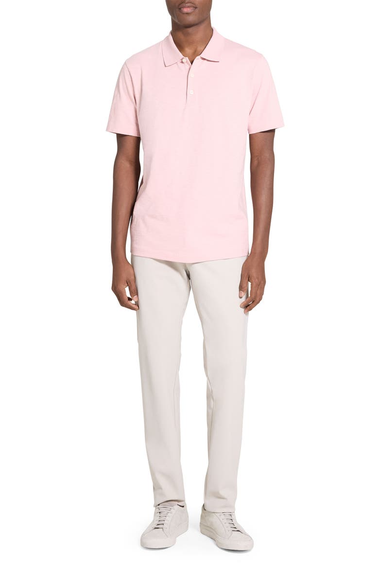 Bron in Cosmos Slub Cotton Polo Shirt, Alternate, color, CHALK PINK - VIN