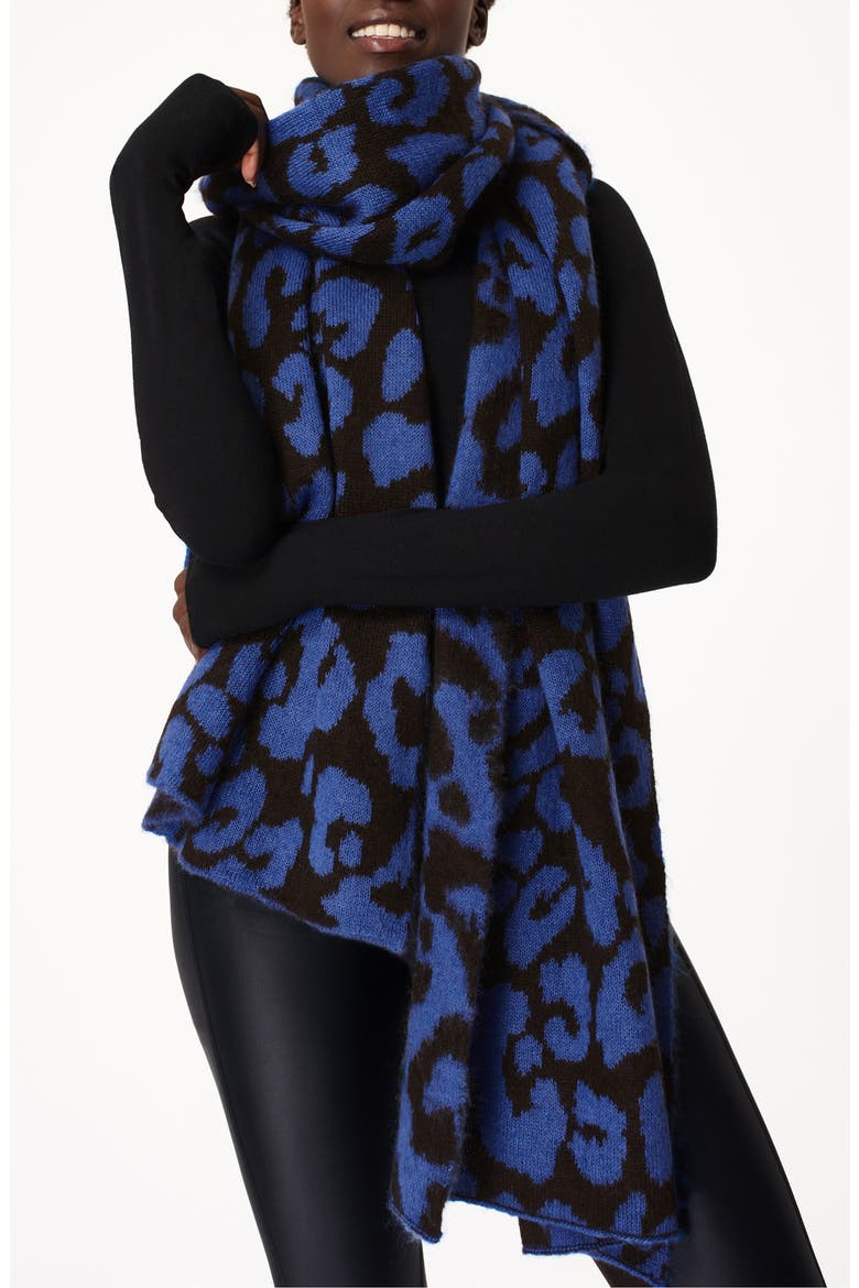 Animal Jacquard Scarf, Main, color, ELECTRIC BLUE