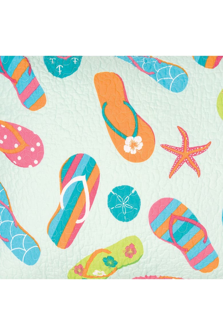 Flip Flop Life 100% Cotton Quilt Set  - Reversible and Machine Washable, Alternate, color, Blue