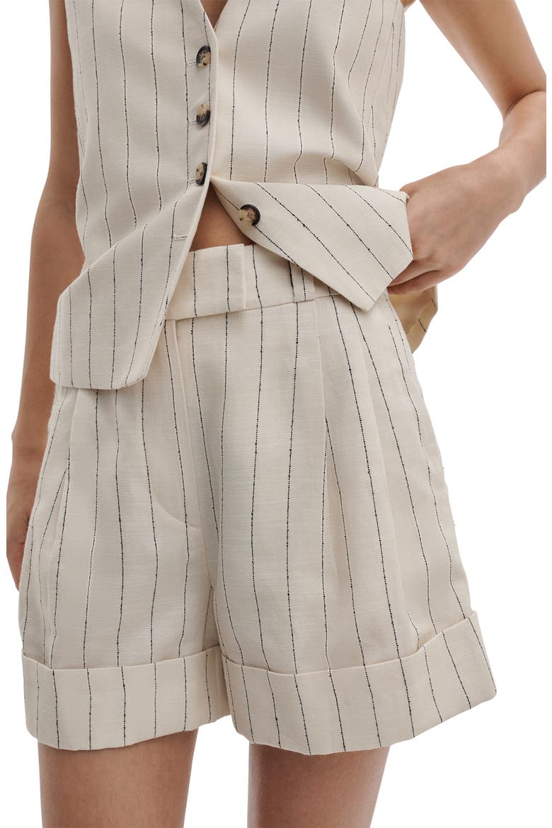 Neila Pleated Stripe Shorts, Alternate, color, WHITE STRIPE