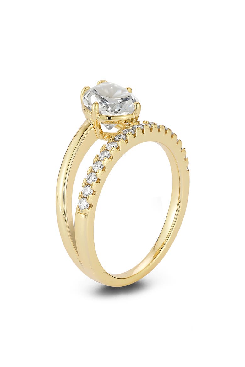 Pear Cut Moissanite Asymmetric Band Ring, Alternate, color, GOLD