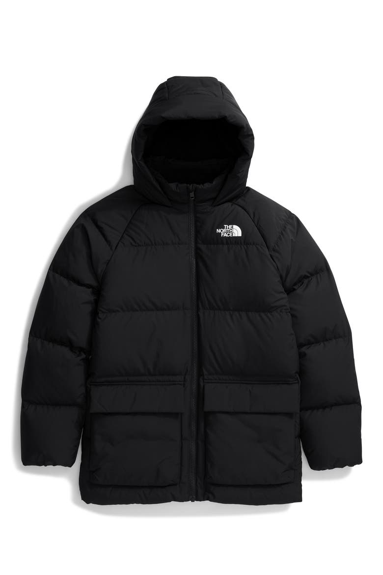 Kids' North Down Fleece Lined Short Parka, Main, color, TNF BLACK