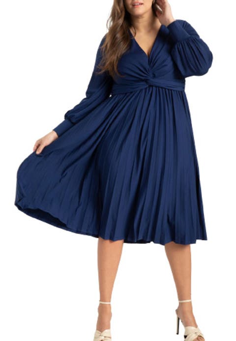 Knot Front Pleated Skirt Dress (Plus)