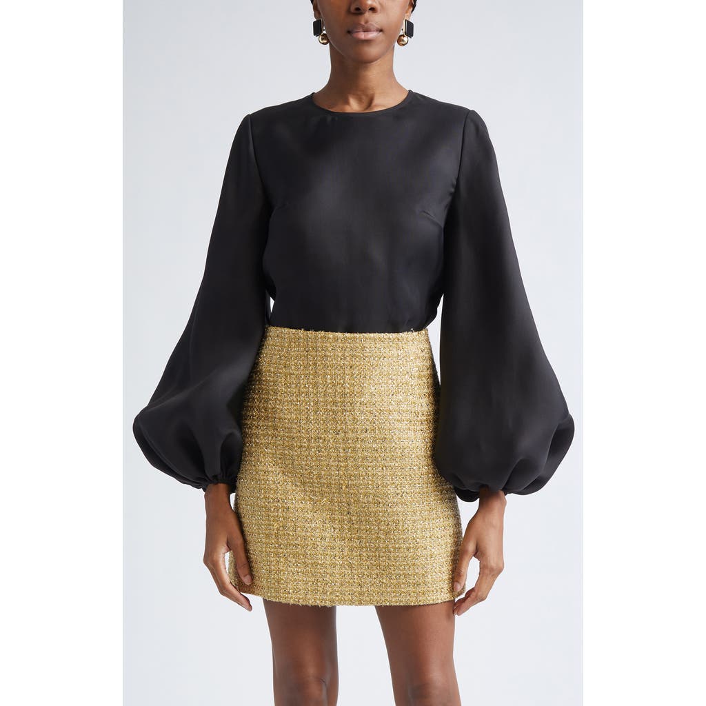 Carolina Herrera Puff Sleeve Silk Gazar Top In Black