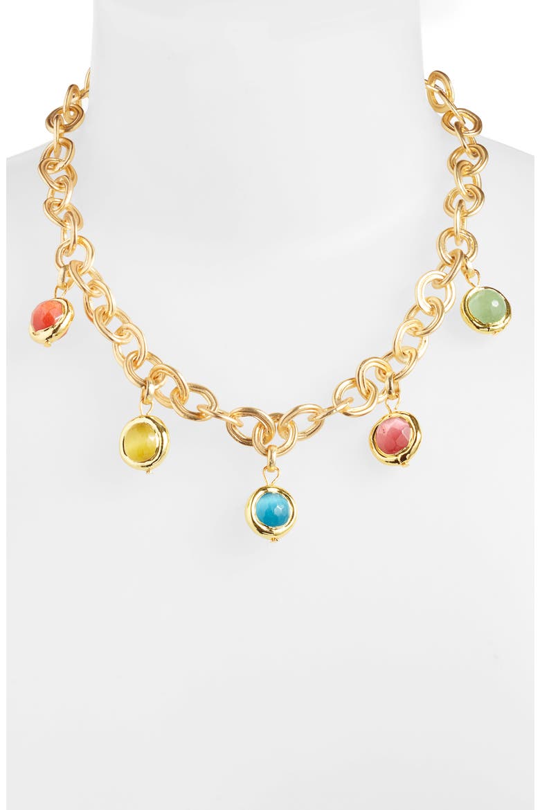 Crystal Charm Necklace, Alternate, color, GOLD