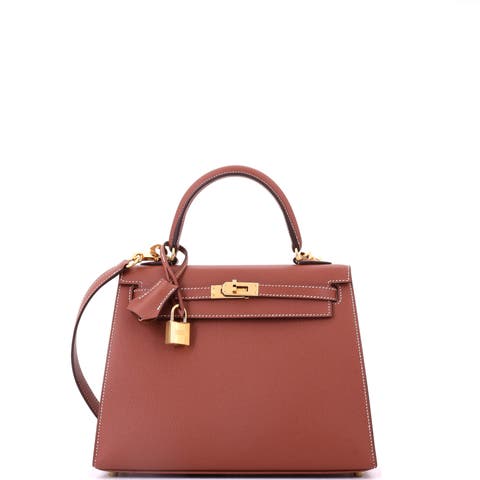 Kelly Handbag Brown Epsom with Gold Hardware 25