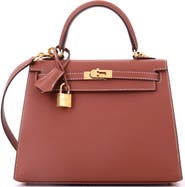Pre-Owned Hermes Kelly Handbag Brown Epsom with Gold Hardware 25