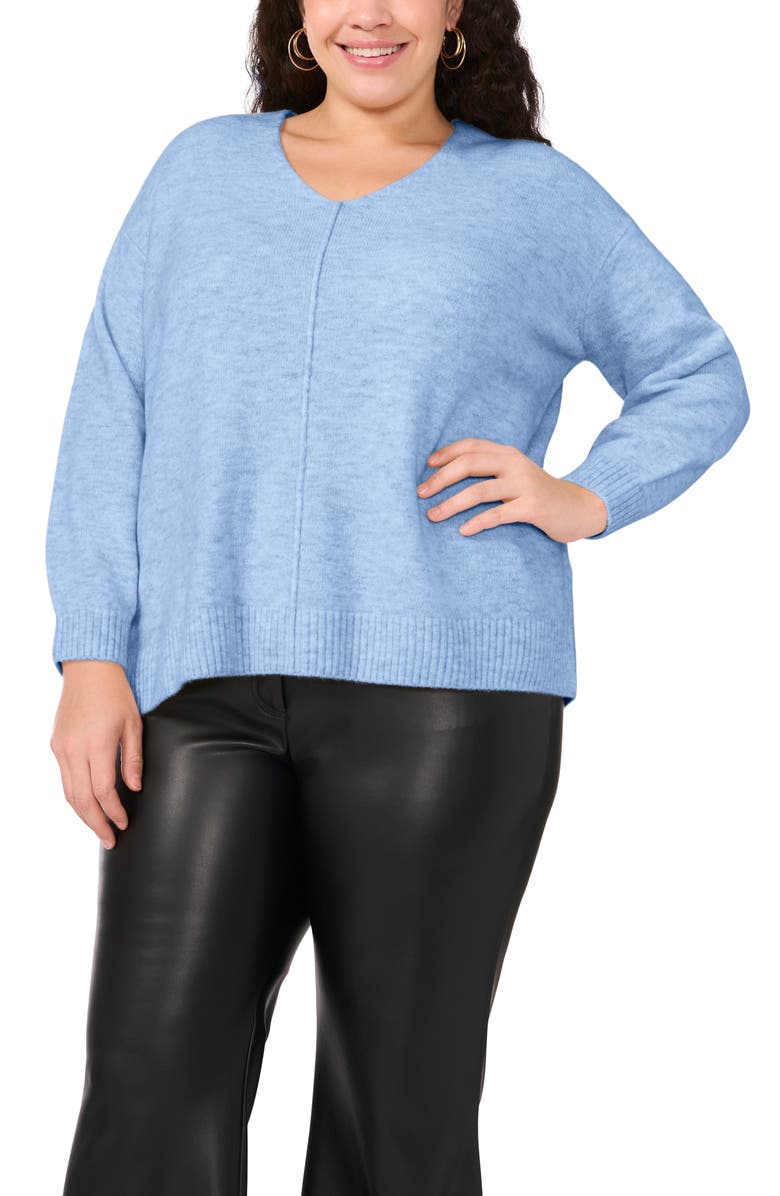 Vince Camuto V-Neck Cozy Sweater, Alternate, color, Blue Heather 015