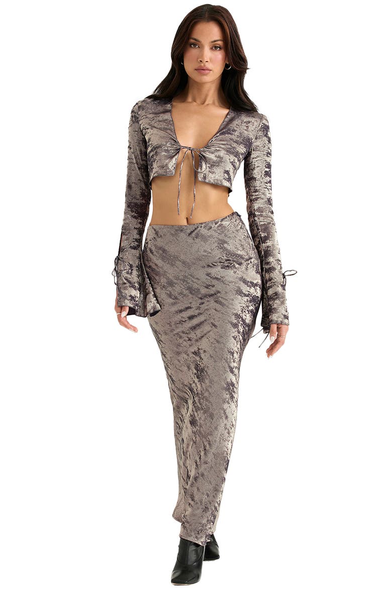 Giulia Metallic Tie Front Crop Top, Alternate, color, BRONZE