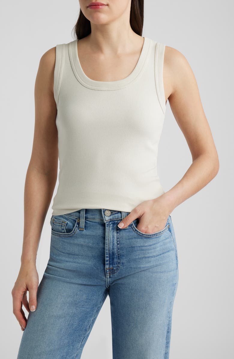 NIC+ZOE Perfect Knit Rib Scoop Neck Tank, Main, color, Coconut