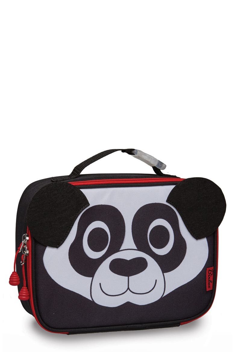 Panda Water Resistant Lunchbox, Main, color, BLACK