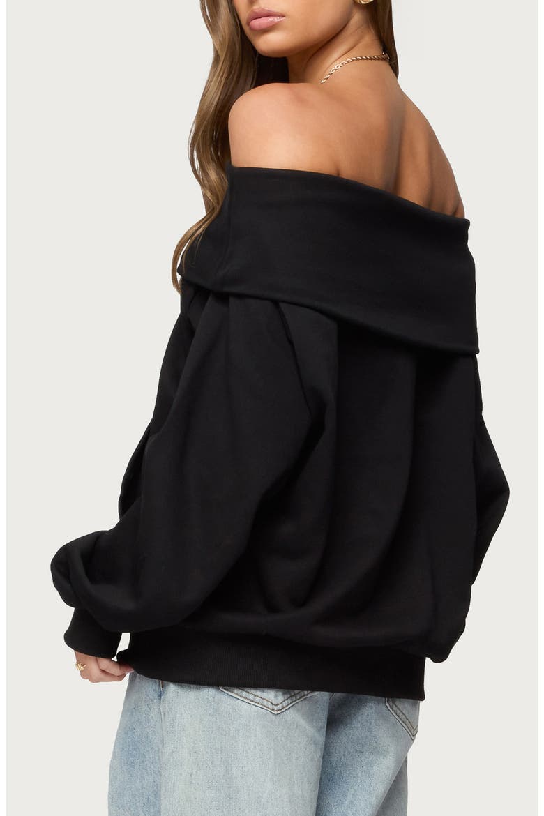 Ashlee Off the Shoulder Cotton Blend Sweatshirt, Alternate, color, BLACK