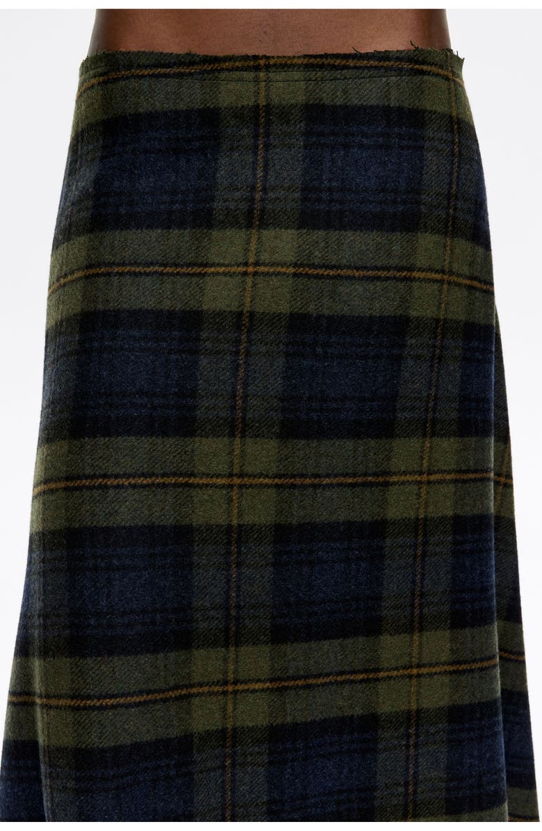 Bimba y Lola Checked Wool A-Line Skirt, Alternate, color, Khaki