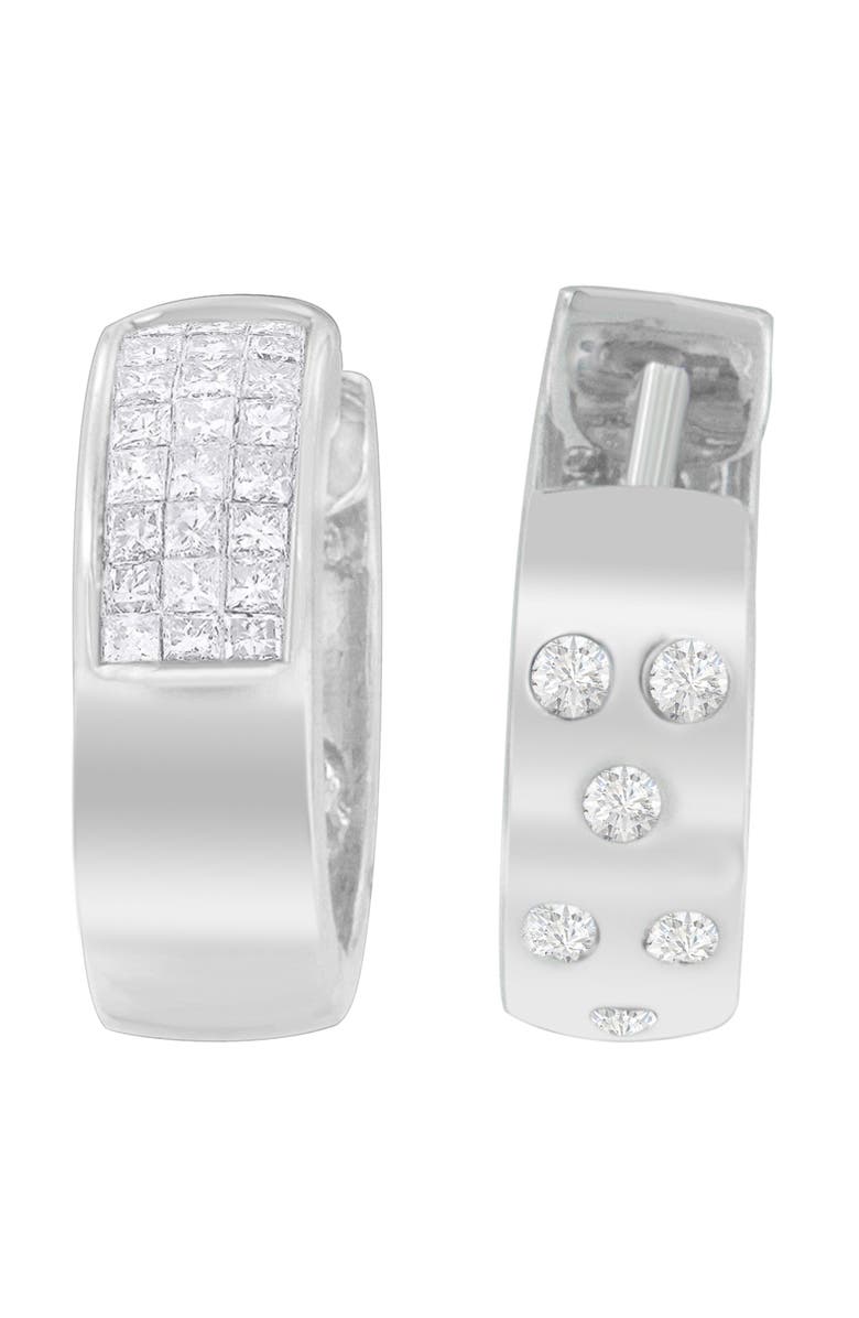 Haus of Brilliance 14K White Gold 1 1/8 cttw and Cut Diamond Huggie Earrings, Alternate, color, White