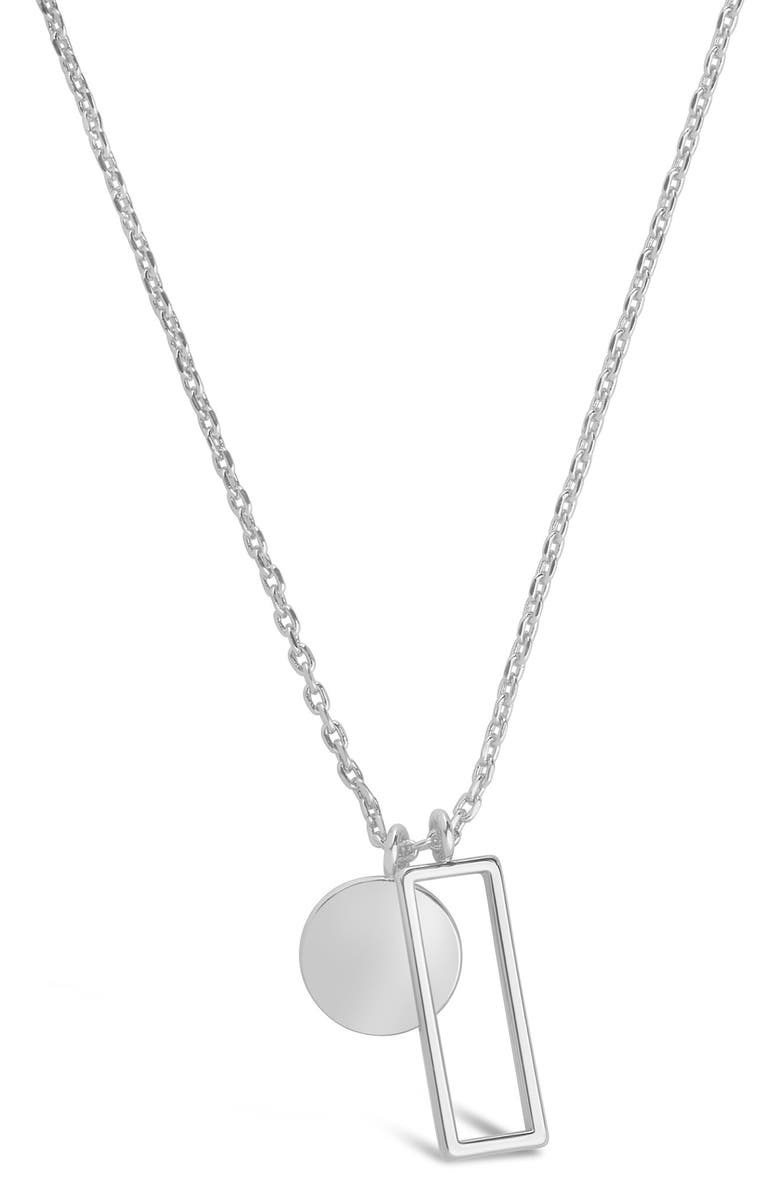 Sterling Forever Rhodium Plated Geometric Charm Pendant Necklace, Alternate, color, Silver