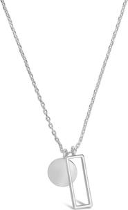 Sterling Forever Rhodium Plated Geometric Charm Pendant Necklace