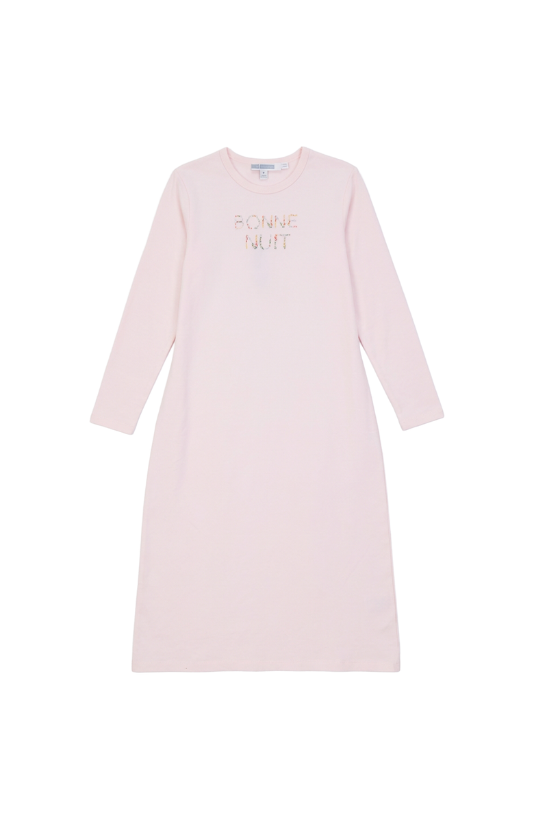 Whipped Cocoa Bonne Nuit Long Sleeve Cotton Spandex Nightgown, Main, color, Pink Sorbet