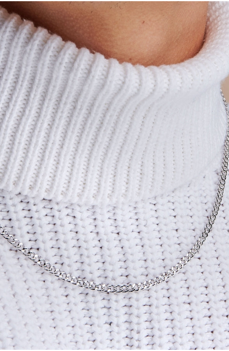 Little Sky Stone Flat Curb Chain Necklace, Alternate, color, Silver