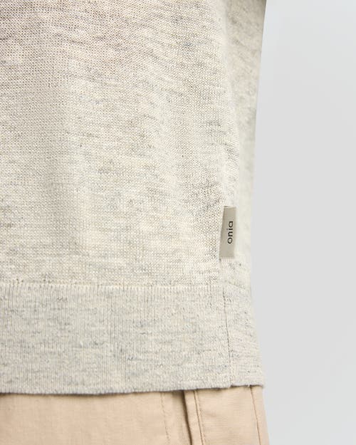 Onia Linen Long Sleeve Sweater Polo In Gray