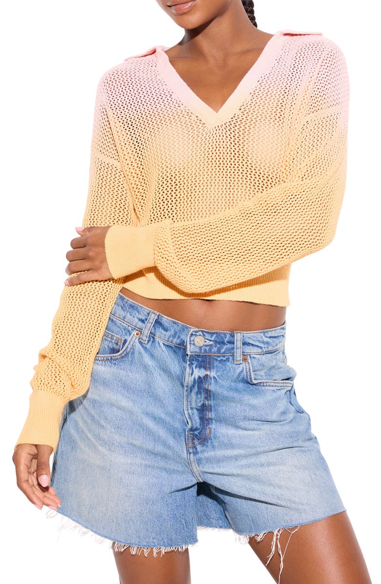 Spiritual Gangster Mona Crochet Top, Main, color, Sorbet