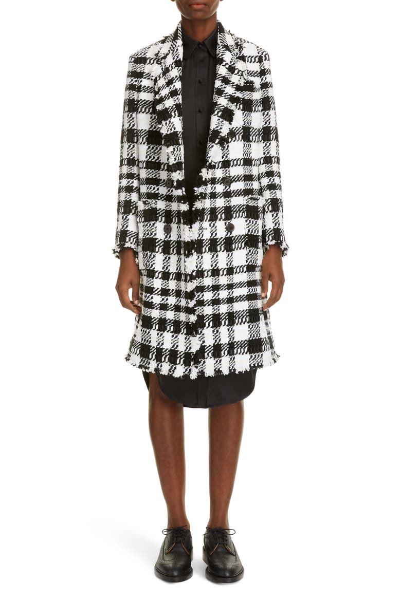 Fray Chenille Coat, Alternate, color, BLACK/ WHITE