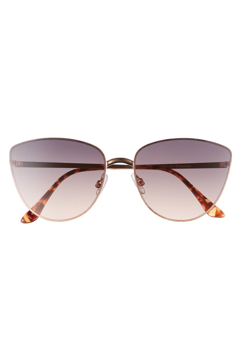 Rimless Cat Eye Sunglasses, Alternate, color, GOLD/ BROWN