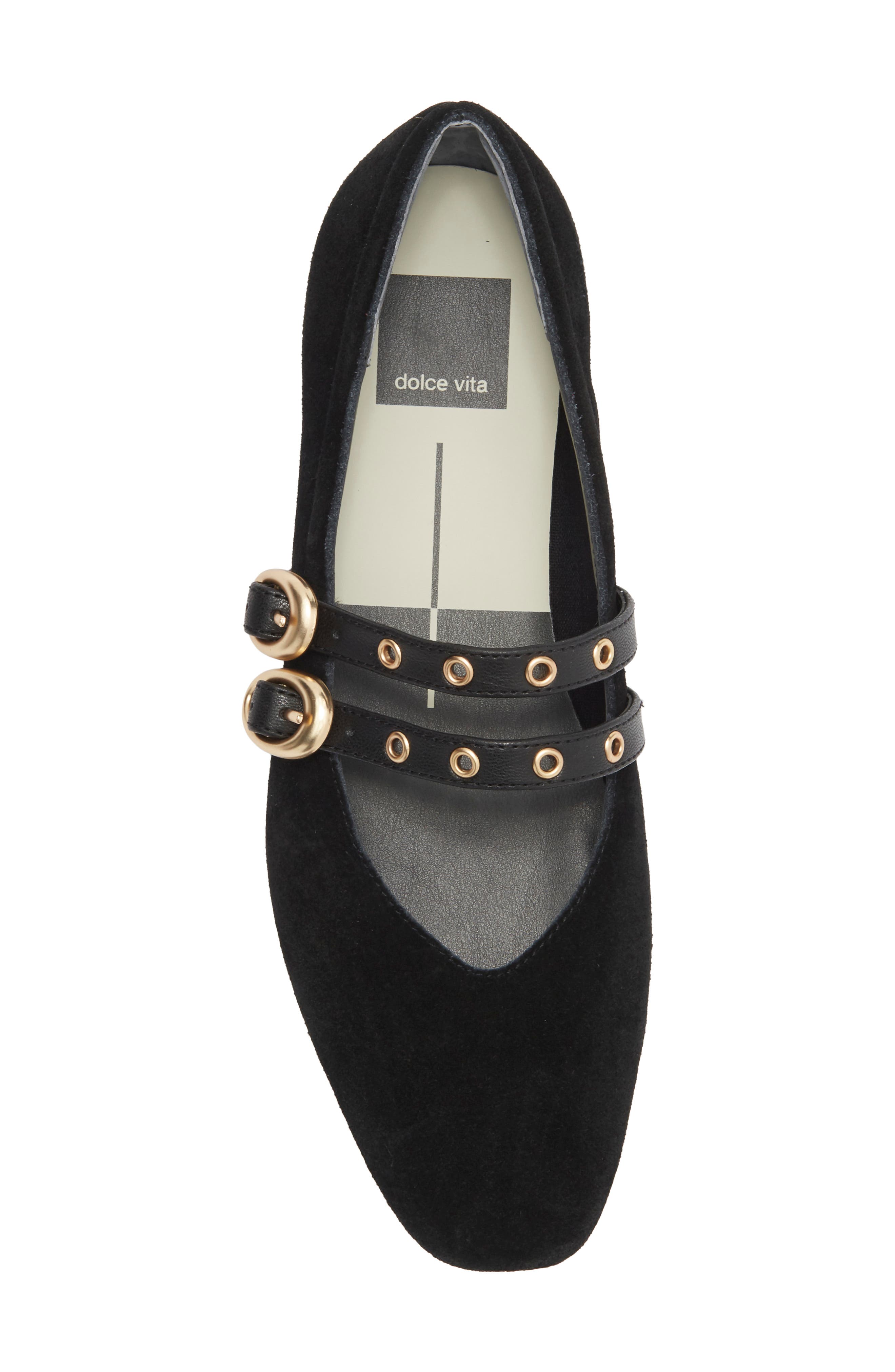 Alenia Grommet Mary Jane Flat, Alternate, color, ONYX SUEDE