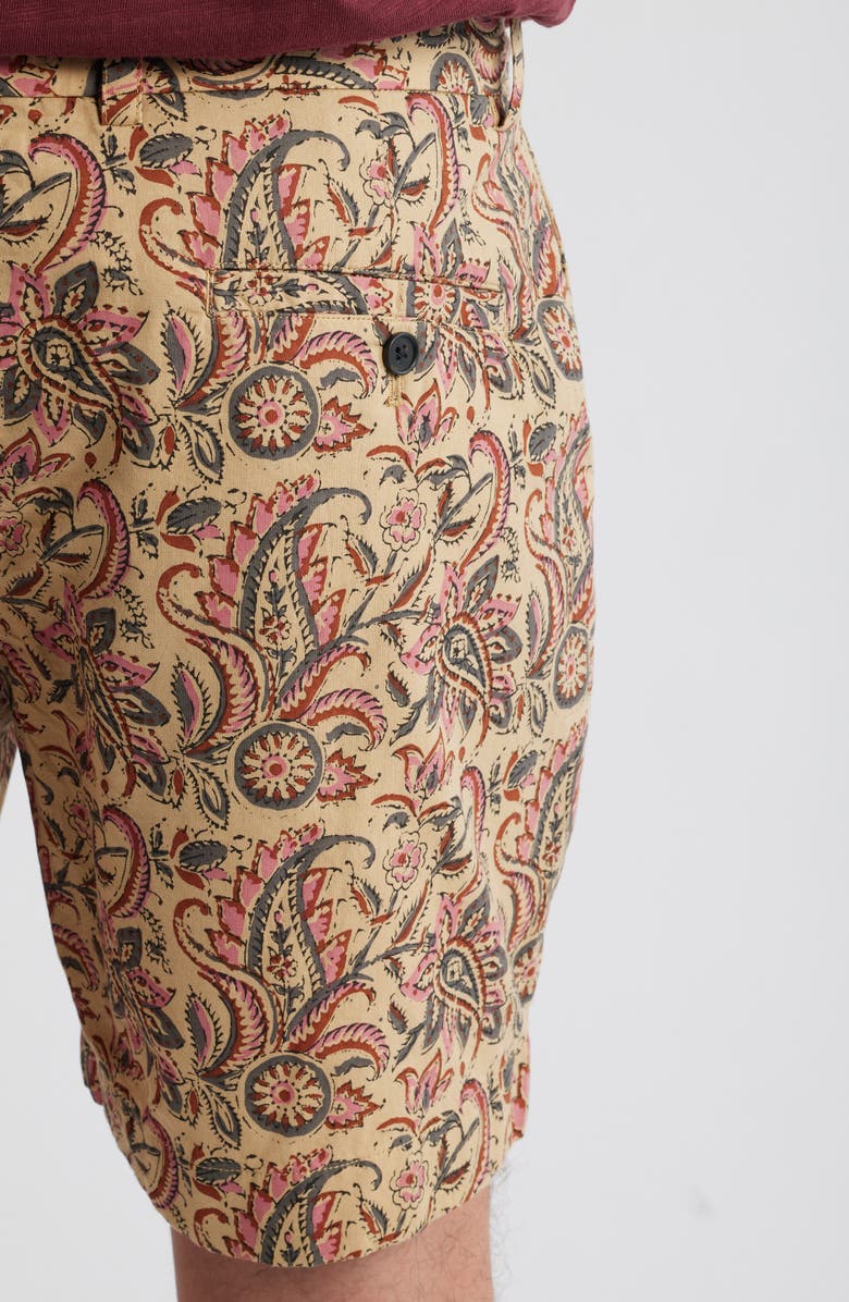 Brooks Brothers Floral Paisley Flat Front Cotton Shorts, Alternate, color, Paisley