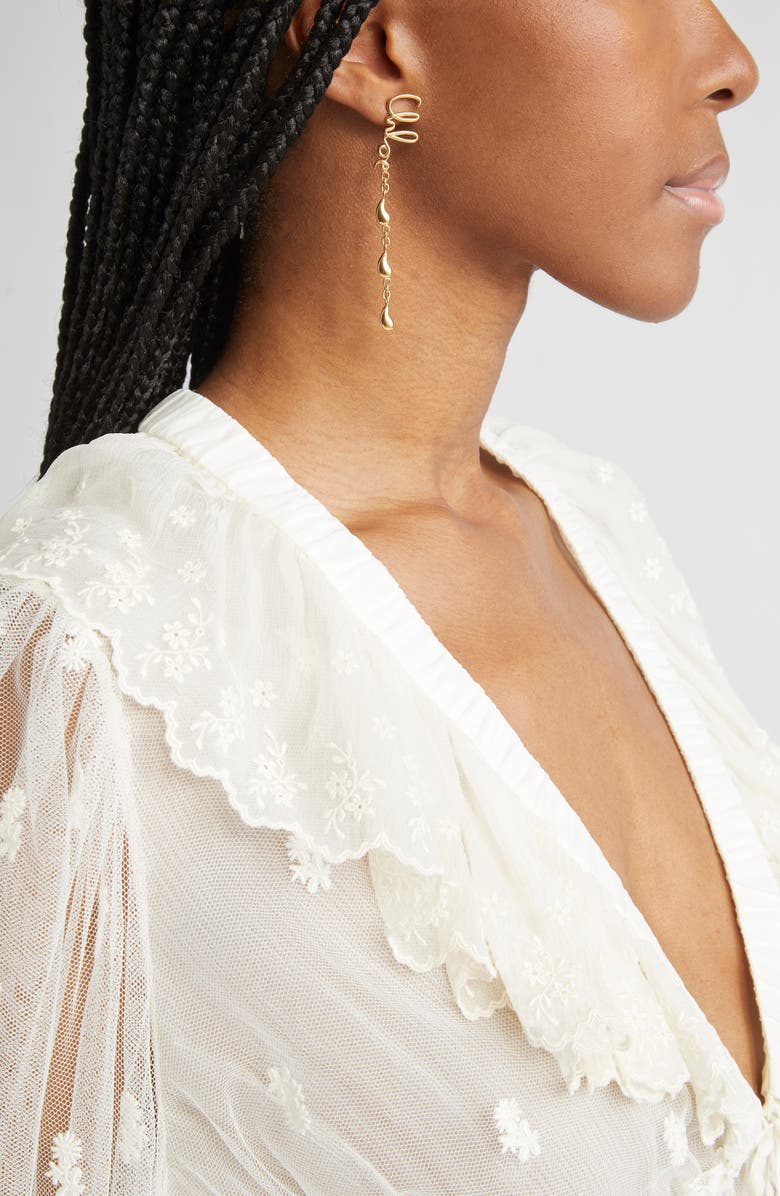 Chloé Iconic Linear Drop Earrings, Alternate, color, Vintage Gold