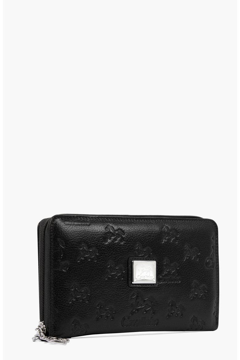 Cavalo Lusitano Leather Wristlet Wallet 213, Alternate, color, Black