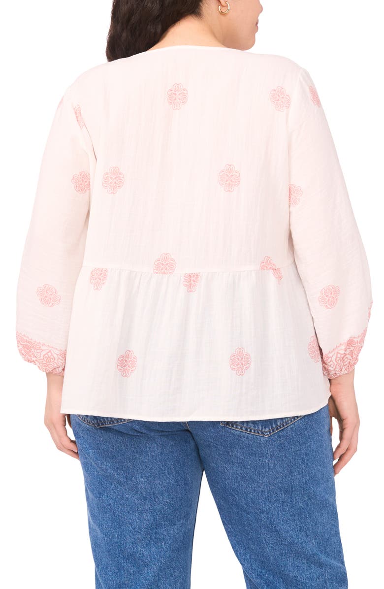 Vince Camuto Tassel Tie Peasant Top, Alternate, color, Rose Hip