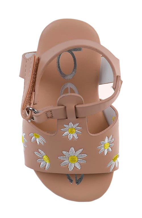 Bebe Kids' Floral Embroidered Sandal In Tan