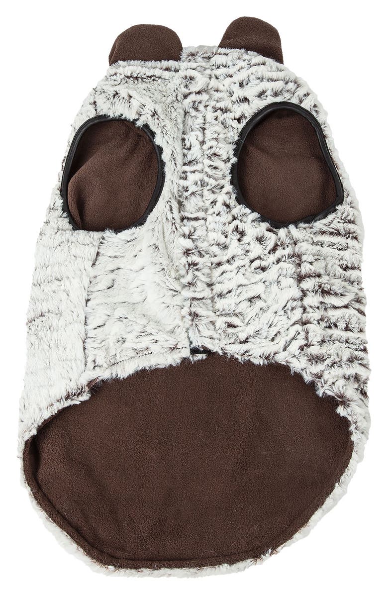 PET LIFE LUXE 'Purrlage' Designer Fur Dog Coat, Alternate, color, White And Brown