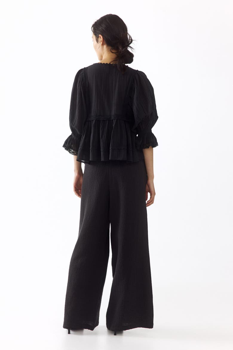 Straight Muslin Trousers, Alternate, color, Nearly black