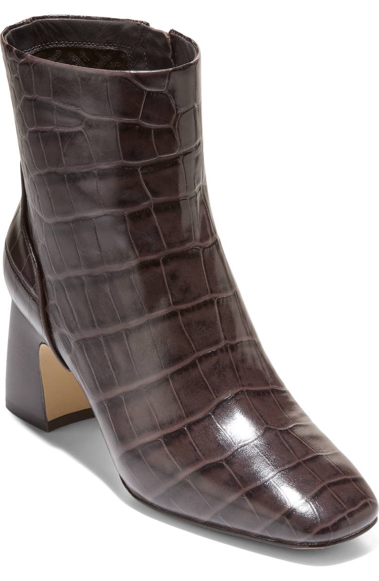 Cole Haan Gemma Bootie, Main, color, Dark Chocolate Croc Print Lt