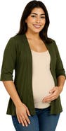 24seven Comfort Apparel Maternity Open Front Elbow Length Sleeve Cardigan