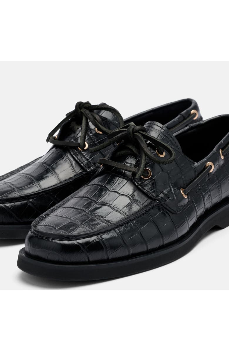 MARC NOLAN Ms. Capri Black Croc Leather Boat Shoes, Alternate, color, Black