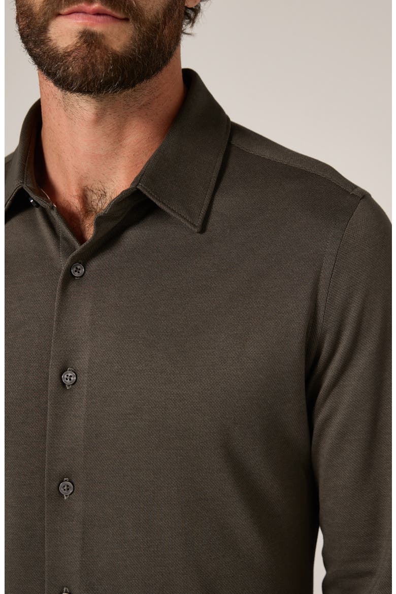Bowery Texture Knit Button-Up Shirt, Alternate, color, OLIVE