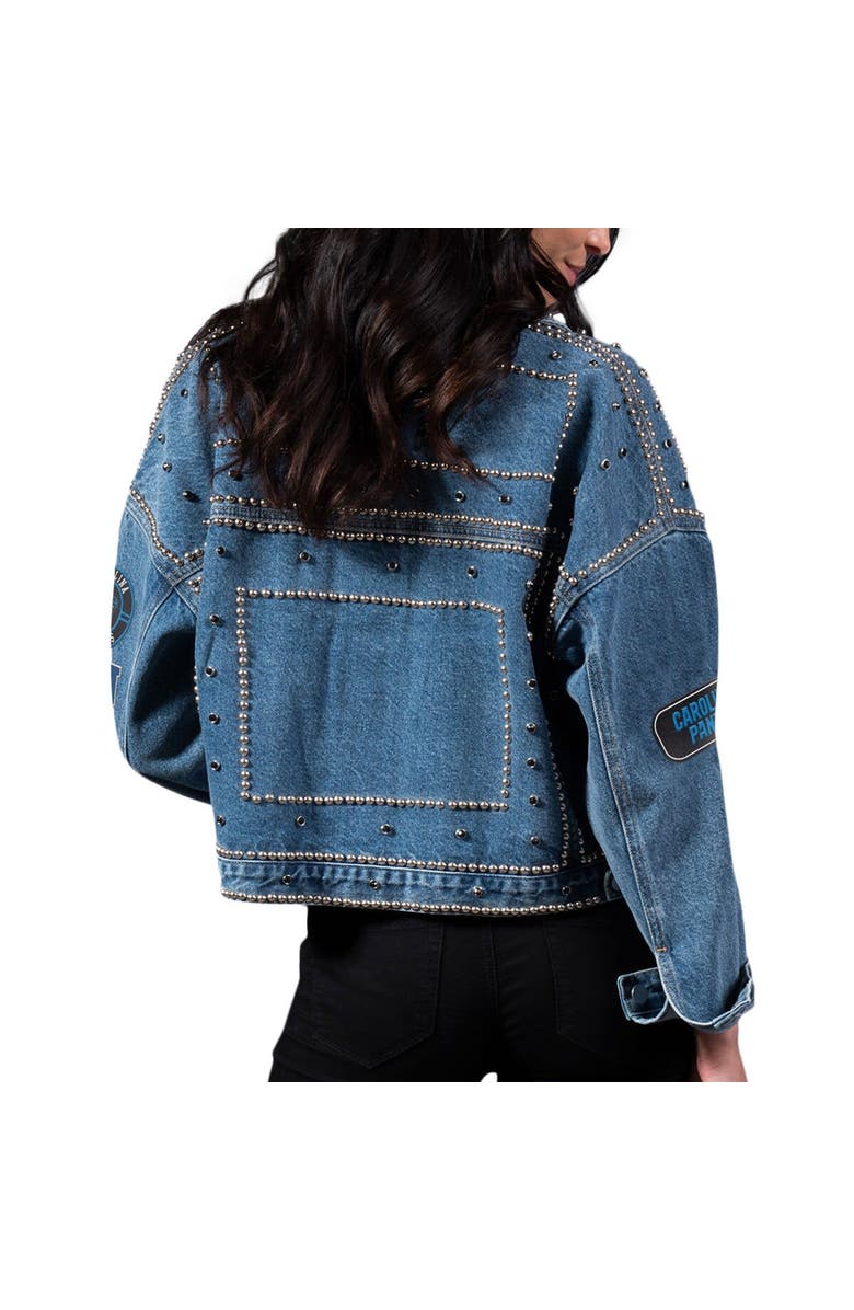 G-III 4HER BY CARL BANKS Women's G-III 4Her by Carl Banks Carolina Panthers First Finish Medium Denim Full-Button Jacket, Alternate, color,