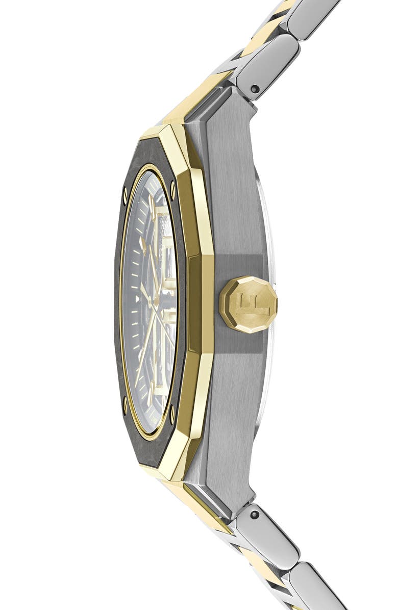FERRAGAMO Edge Skeleton Automatic Bracelet Watch, 42mm, Alternate, color, Two Tone