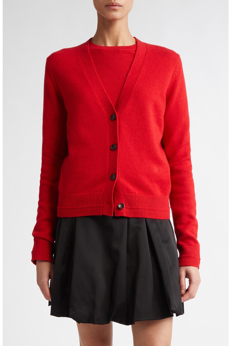 Classic Recycled Cashmere & Organic Cotton Cardigan, Main, color, RED LACQUER