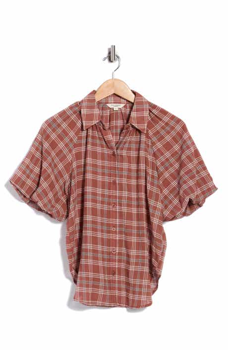 Plaid Bubble Sleeve Shirt
