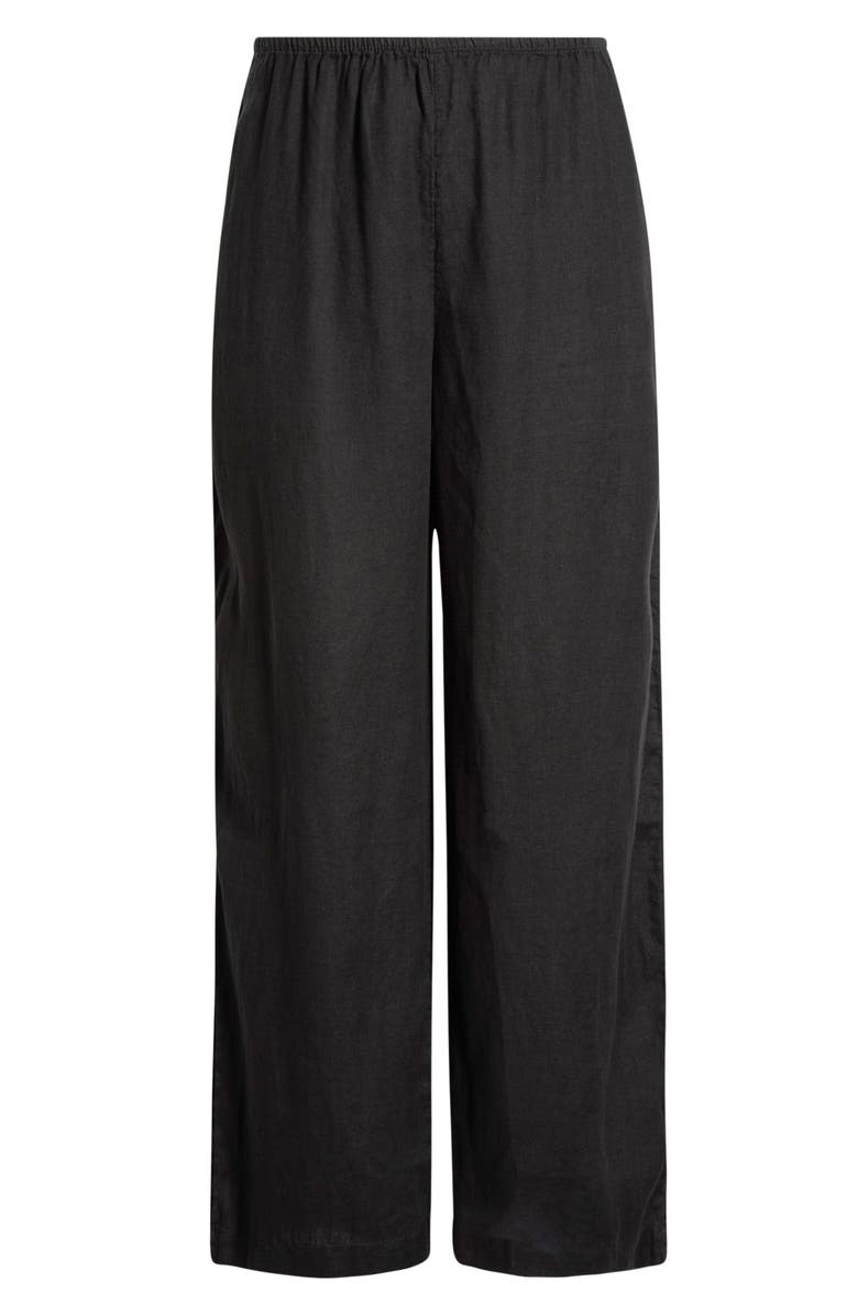 Caslon<sup>®</sup> Pull-On Wide Leg Linen Pants, Alternate, color, Black